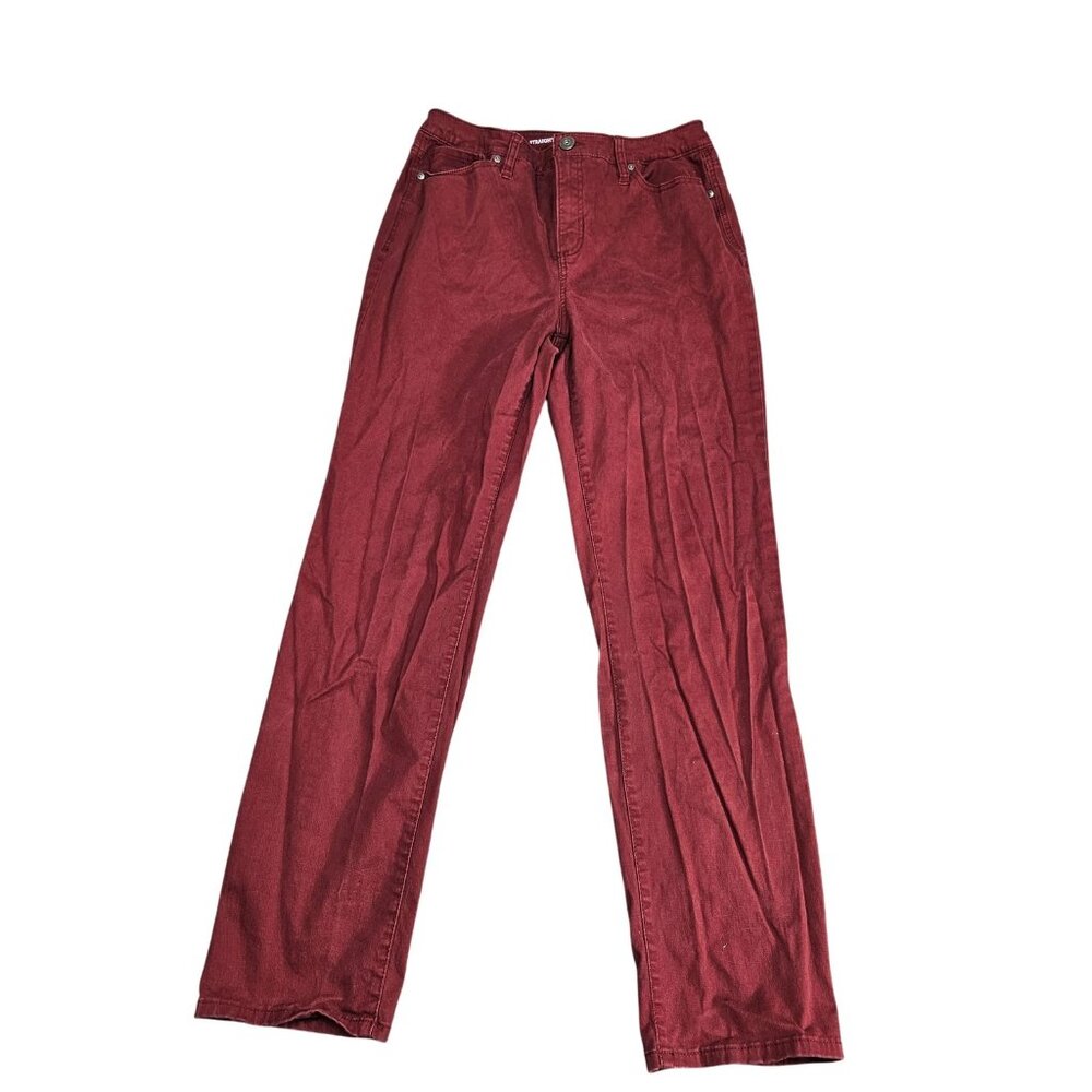 Style & Co Straight Leg Jeans Womens 10 Red High Rise Stretch Denim Casual